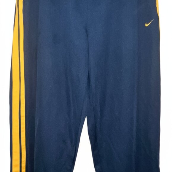 Vintage 1990s/Y2K Nike Men’s Blue and Yellow Track Pants with Ankle Zip - Picture 6 of 6